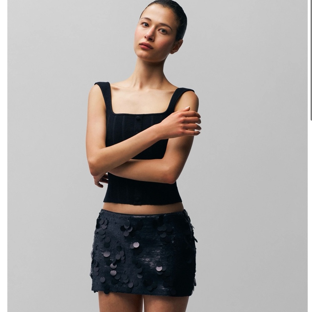 GUIZIO - Sequined Miniskirt Black - XS